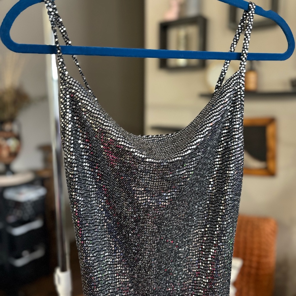 Elegant Silver Sequin Gown